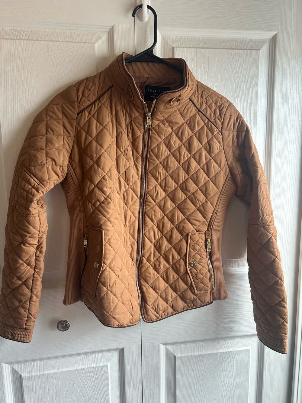 Love Tree Quilted Jacket – Small – Camel/Tan